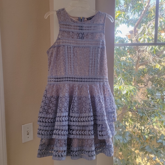 Express Tiered Lace Fit and Flare Dress - Picture 3 of 6